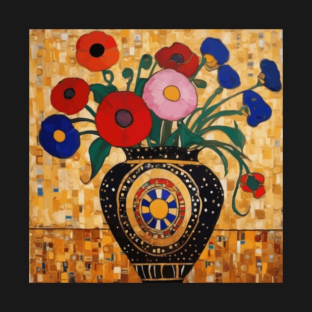 Colorful Flowers in a Decorative Black Vase by bragova