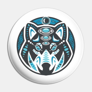 Wolf Shamanic Animal Emblem - Grey Blue Pin