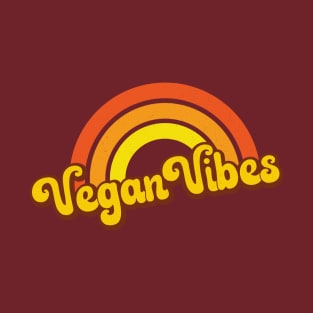 Vegan Vibes Retro Rainbow Orange T-Shirt