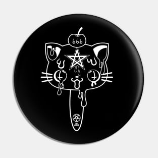 Satanic kawaii kittie ice cream in black and white Pin