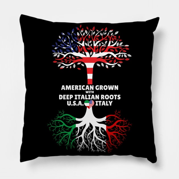 American Grown With Deep Italian Roots Italy Heart USA Pillow by Rosemarie Guieb Designs