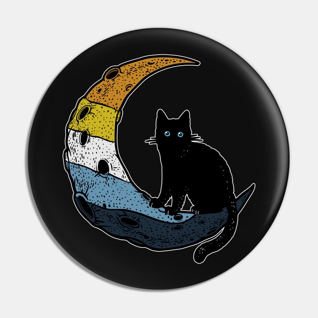 Aroace Moon Cat Pin by Psitta