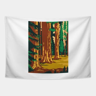 Sequoia and Kings Canyon National Park in Sierra Nevada California United States WPA Poster Art Tapestry