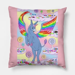 Unicorn donkey with wings Pillow