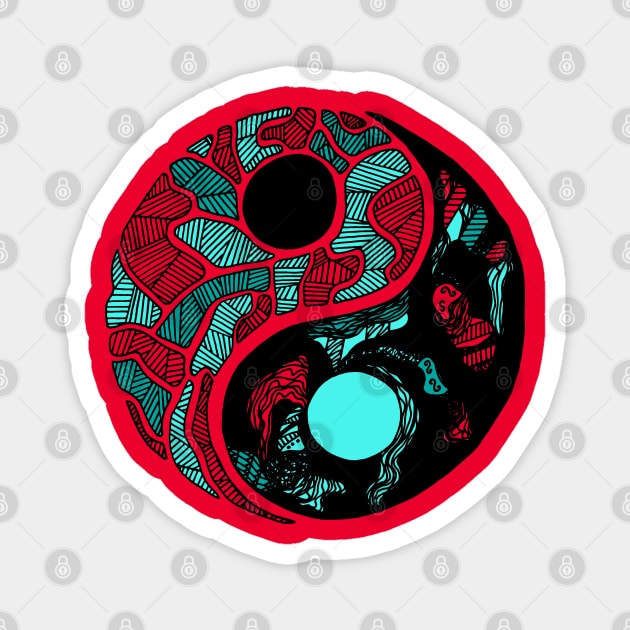 Turqred Abstract Yin Yang Magnet by kenallouis