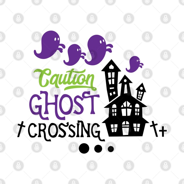 Halloween Caution ghost crossing by holidaystore