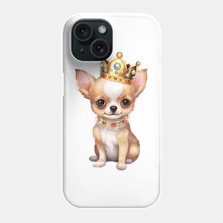 Watercolor Chihuahua Dog Wearing a Crown Phone Case