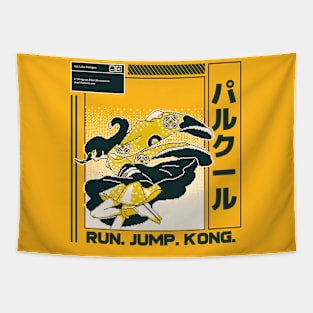 Run Jump Kong Parkour Tapestry