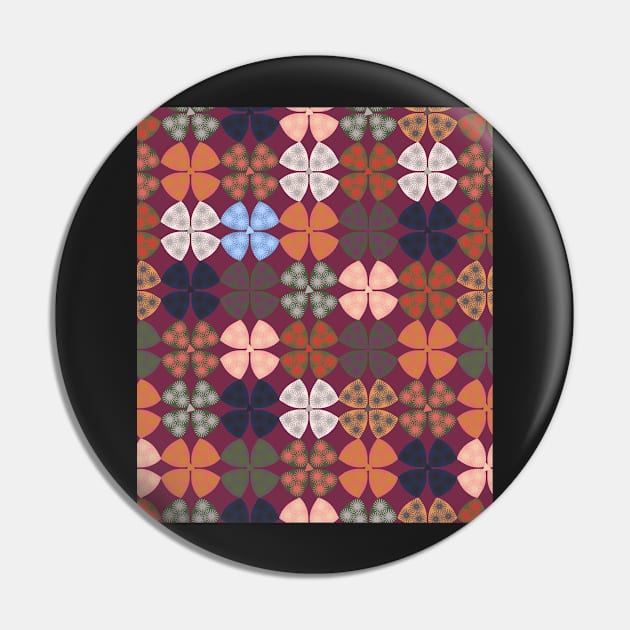 Delights of Autumn Stylized Four Leaf Clover Pin by FrancesPoff