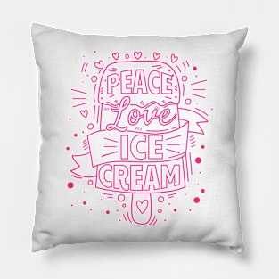 Peace Love Ice Cream Food Dessert Pillow