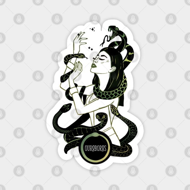 Ouroboros, Lady Snake, Serpentine Magnet by Witchling Art