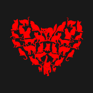 heart design with cat image-red-cat lovers T-Shirt