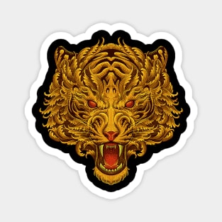 Golden tiger head with floral pattern Magnet