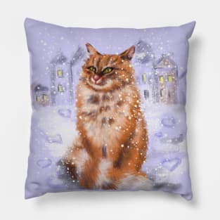 winter lover cat Pillow