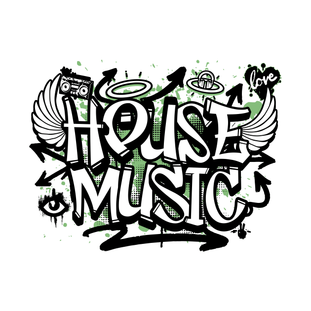 HOUSE MUSIC  - Graffiti Steez (black/army green) by DISCOTHREADZ 