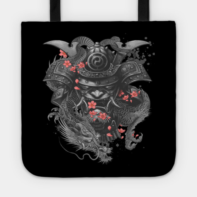 Samurai Bushido Oni Mask Japanese Warrior Tattoo Gift Samurai Tote Teepublic Au