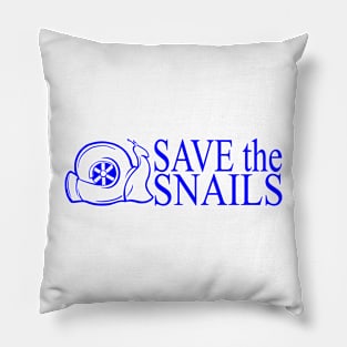 SAVE the SNAILS (Blue Text) Pillow