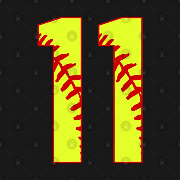 Fastpitch Softball Number 11 #11 Softball Shirt Jersey Uniform Favorite Player Biggest Fan by TeeCreations