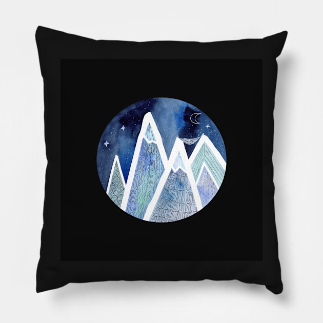 Sleeping on top of the world with black background Pillow by Sandraartist