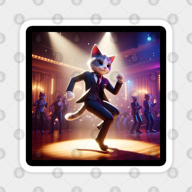 Meow Time! Dapper Cat Shows Off His Moves Magnet by MakerMind8.2