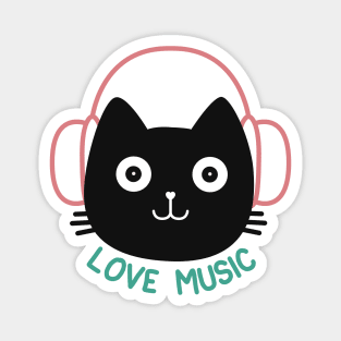 Cute cat listening music Magnet