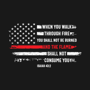 Thin Red Line Firefighter American Flag T-Shirt