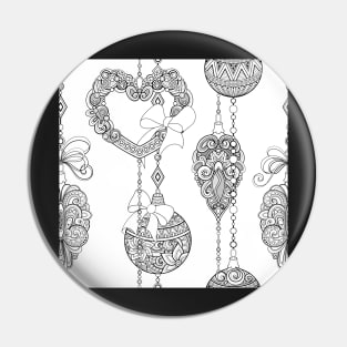 Monochrome Merry Christmas Pattern, New Year Illustration Pin