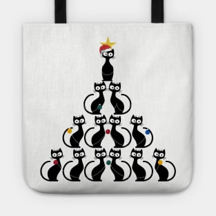 Christmas Black Cat Christmas Tree Tote