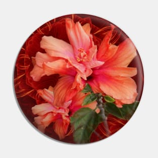 Orange hibiscus and vibrant kaleidoscope Pin