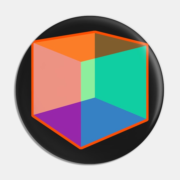 Color Cube Pattern on Orange Pin by Diego-t