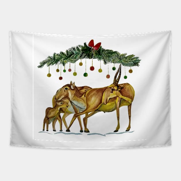 Saiga Antelope Tapestry by mariasibireva