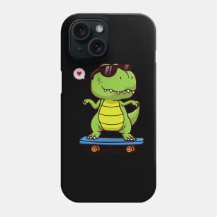 Cute Dino Playing Skateboard Phone Case