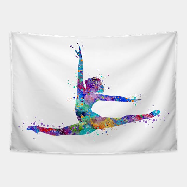 Girl Gymnastics Twine Watercolor Sport Gift Tapestry by LotusGifts