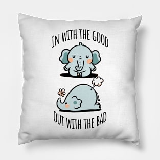 Cute Elephant Breathing Yoga In and Out Meditation design Pillow