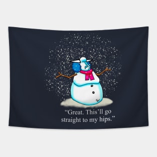 Funny Christmas Snow Woman Diet Cartoon Humor Tapestry