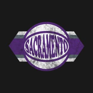 Sacramento Basketball retro and distressed ball and stripe T-Shirt