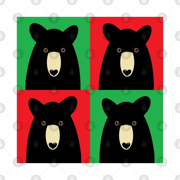 BLACK BEAR ON GREEN AND RED by JeanGregoryEvans1