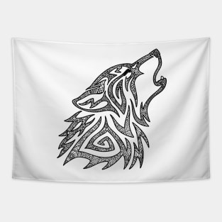 Tribal Wolf Howl Mandala Tapestry