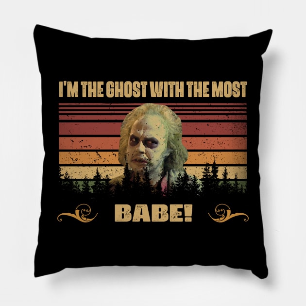 Retro Art I'm The Ghost With The Most Baby Quotes Pillow by Black Demon Bear