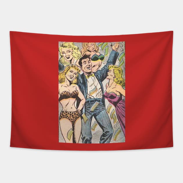 Playboy and blonds Tapestry by Comic Dzyns