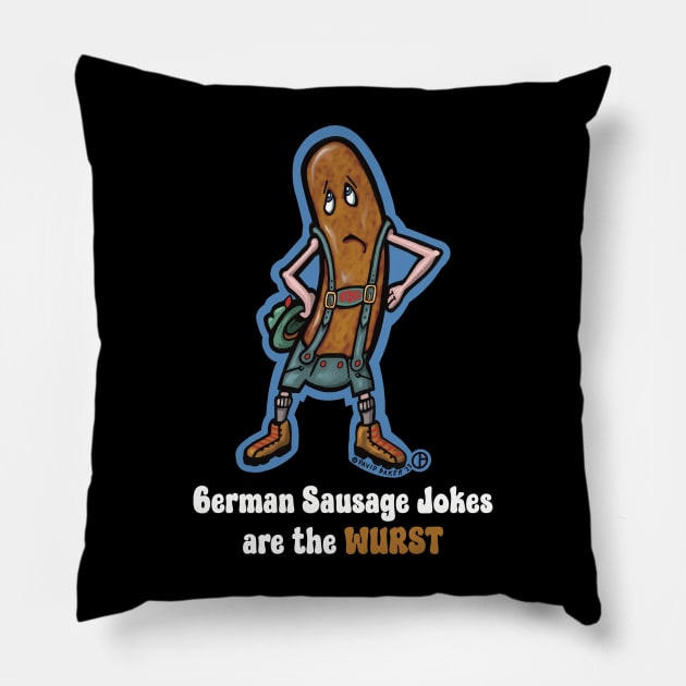 German Sausage Jokes Are The Wurst Pillow by Art from the Blue Room