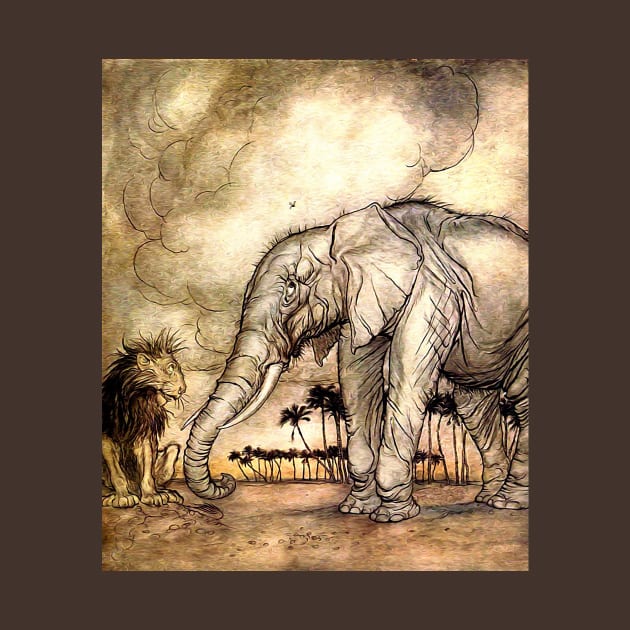 An Elephant and A Lion - Vintage Artwork by PatrioTEEism