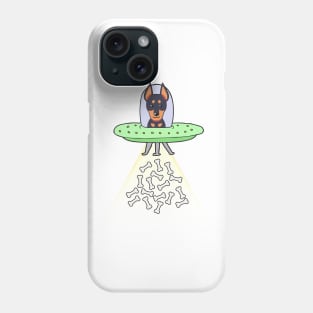 Funny guard dog is flying a ufo Phone Case