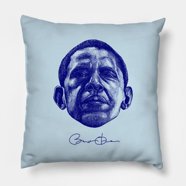 Barack Obama (Dark Blue) Pillow by illustravery