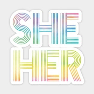 Rainbow Pronouns She/Her T-Shirt Magnet