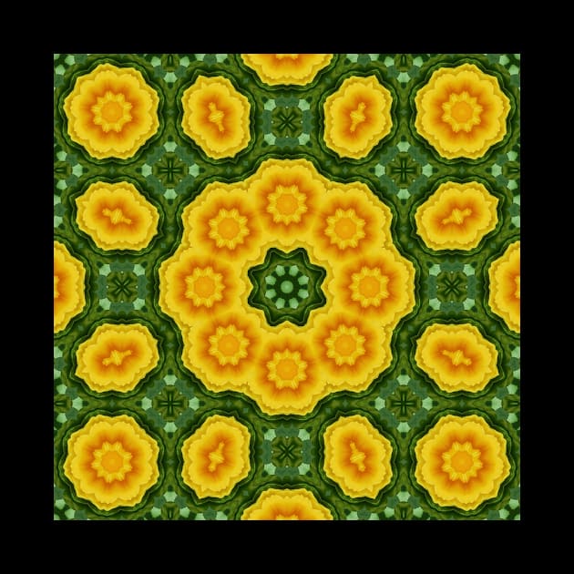 Mandala Kaleidoscope in Shades of Yellow and Green by Crystal Butterfly Creations