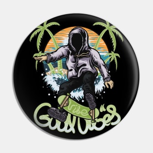 Skateboard Vibes Beach Pin