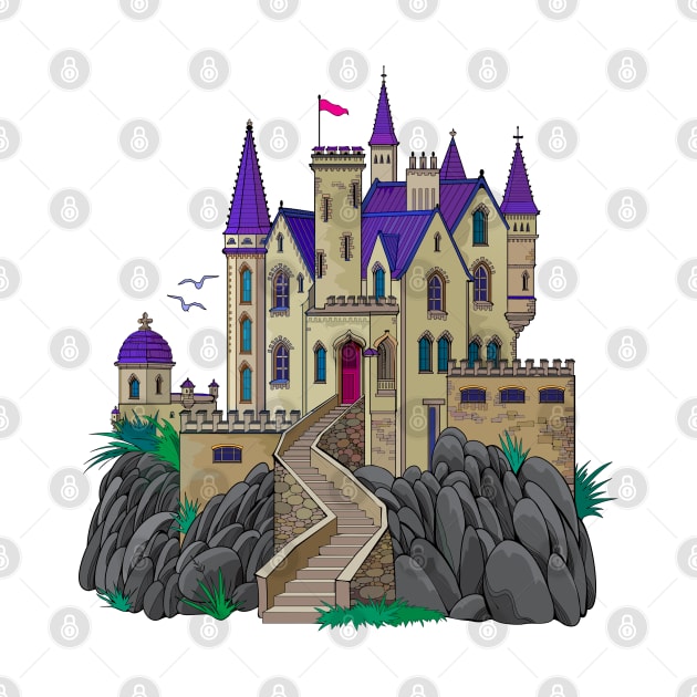 Fantasy illustration of a medieval French castle by Artist Natalja Cernecka