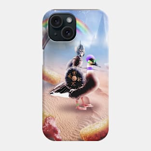 Warrior Cat Riding Duck in Desert Phone Case