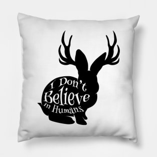 I Don't Believe in Humans - Jackalope  (Light Colors) Pillow